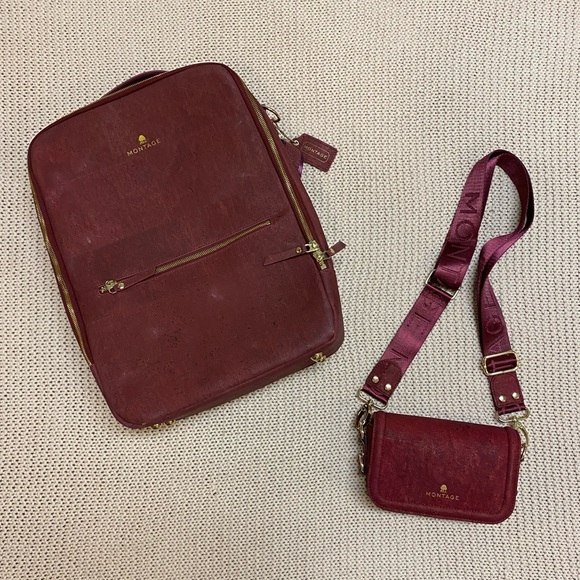 ✰ burgandy montage everyday backpack (convertible purse backpack bag) and monta